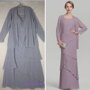 New! JJ's House A-Line beaded‎ Scoop Neck Chiffon Silver Dress, size 18W